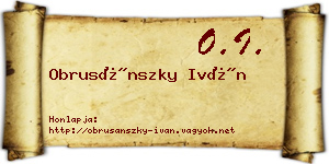 Obrusánszky Iván névjegykártya